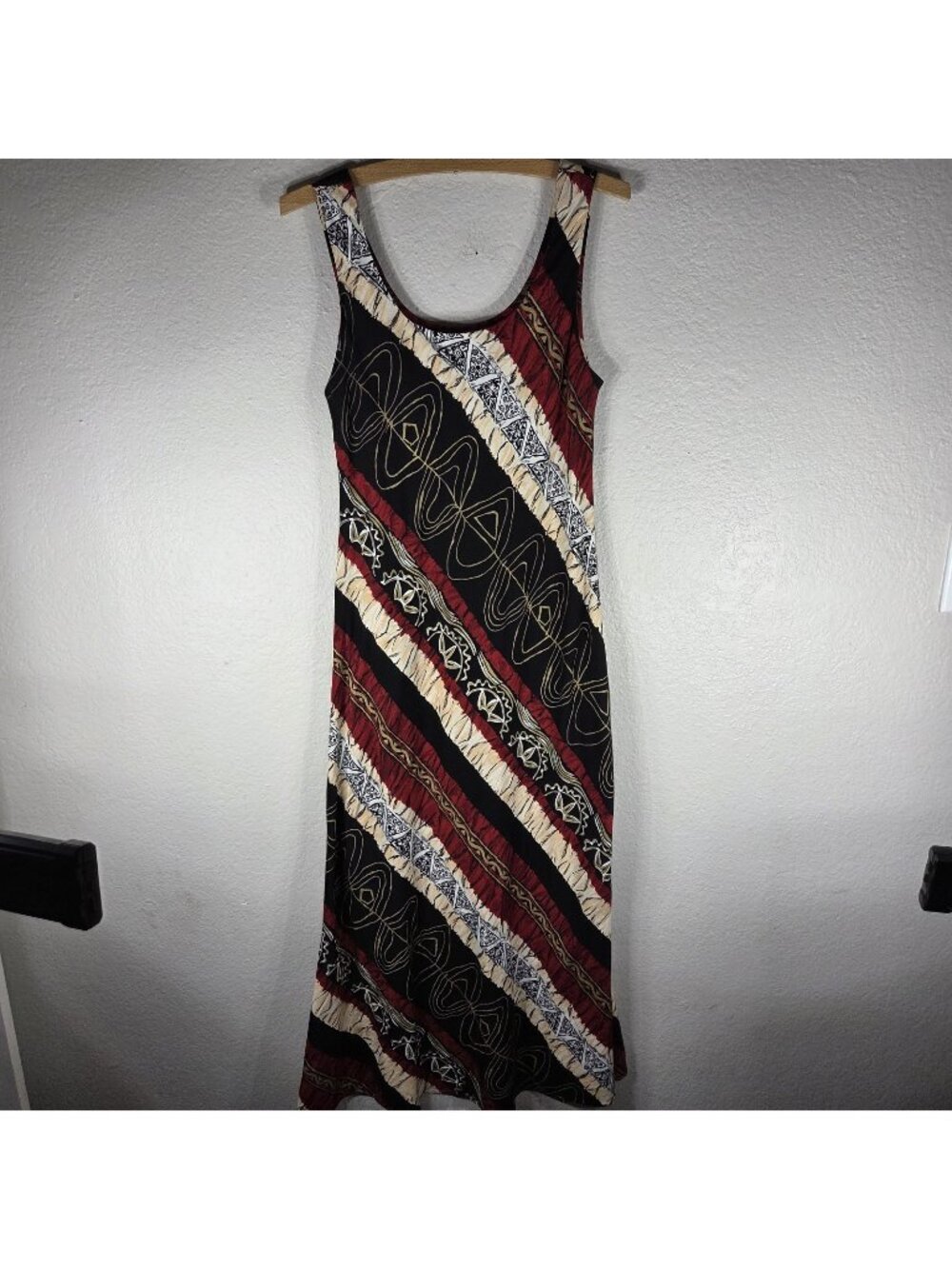 VTG Jessica Howard Tank Dress Size 8 Sleeveless Abstract Tribal Pattern Maxi